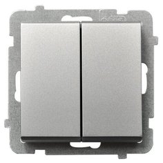 Ospel Sonata Серебро матовое Выключатель 2-клавишный, без рамки