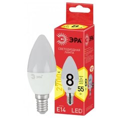 Лампа светодиодная ЭРА ECO LED B35-8W-827-E14 (диод, свеча, 8Вт, тепл, E14) ERA
