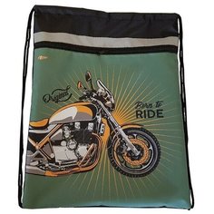 №1 School Мешок для обуви Байк 1017938, черный/зеленый