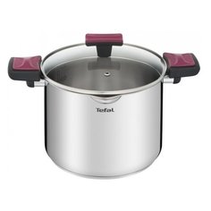 Кастрюля Tefal Cook&Clip, 6.1л, серебристый/серый