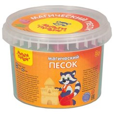 Кинетический песок Мульти-Пульти Магический с 2 формочками, изумрудный, 0.5 кг, пластиковый контейнер