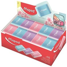 Ластик Maped Essentials Soft Color (фигурный, пластик, 9.9x33.5x21.5мм) 40шт. (112921)