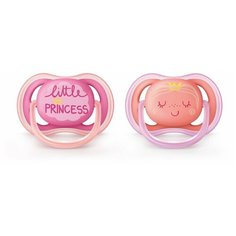 Пустышка силиконовая анатомическая Philips AVENT Ultra Air SCF343/22 6-18 м, 2 шт., розовый/оранжевый
