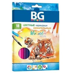 BG KR18C_akv 4666 Карандаши цветные "AQUARELLA" с эффектом акварели, 18 цв, шестигранные, 3.0 мм, ка BG®