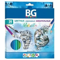 BG KR24C_akv 4667 Карандаши цветные "AQUARELLA" с эффектом акварели, 24 цв, шестигранные, 3.0 мм, ка BG®