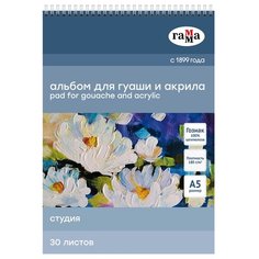 Альбом для гуаши и акрила ГАММА Студия 21 х 14.8 см (A5), 180 г/м², 30 л. Gamma