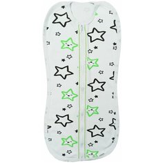 Пеленка-кокон на молнии Папитто "Планетки. Звезды салатовые", размер 20, рост 56-62 см