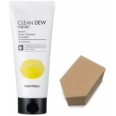 TONY MOLY CLEAN DEW Пенка для умывания (лимон), 180мл + спонж