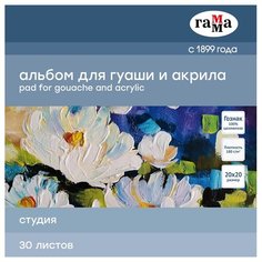 Альбом для гуаши и акрила ГАММА Студия 20 х 20 см, 180 г/м², 30 л. Gamma