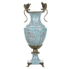 Ваза со стрекозами Eden 20x14x50см под старину из фарфора с бронзой, Glasar ГЛАСАР