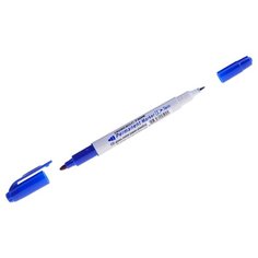 Маркер перманентный двухсторонний Crown "Multi Marker Twin" синий, 2мм/1мм, упаковка 12 шт.