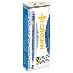 CROWN Набор гелевых ручек Glitter Metal Jell с блестками, 1.0 мм, 12 шт, синий цвет чернил