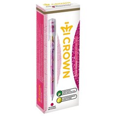 CROWN Набор гелевых ручек Glitter Metal Jell с блестками, 1.0 мм, 12 шт, розовый цвет чернил