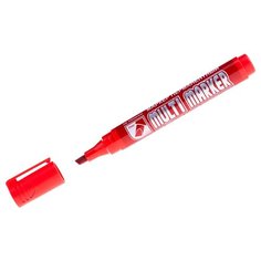Маркер перманентный Crown "Multi Marker Chisel" красный, 5мм, упаковка 12 шт.