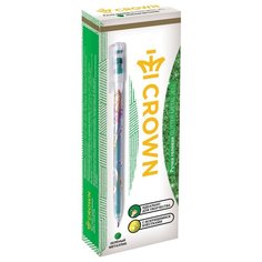CROWN Набор гелевых ручек Glitter Metal Jell с блестками, 1.0 мм, 12 шт, зеленый цвет чернил
