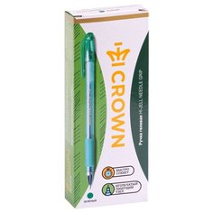 CROWN Набор гелевых ручек Hi-Jell Needle Grip, 12 шт., зеленый цвет чернил