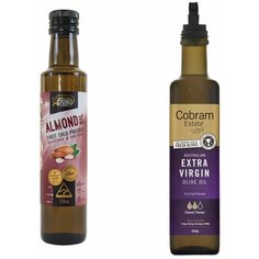 Масло оливковое Австралия Классика (сорт Picual) Cobram Estate Extra Virgin Classic 375 мл и масло Миндальное, Австралия Pressed Purity Cold Pressed 250 мл, стекло, Комплект 2 шт. в упаковке