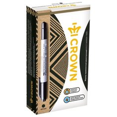 CROWN Маркер перманентный двухсторонний Multi Marker Twin 12 шт. (P-800W), черный