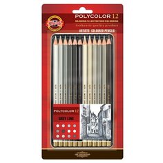 KOH-I-NOOR Карандаши цветные Polycolor Grey Line 3822, 12 цветов (3822012013BL)