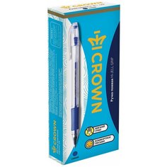 CROWN Набор гелевых ручек Hi-Jell Grip, 0.5 мм, 12 штук, синий цвет чернил