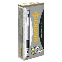 CROWN Набор гелевых ручек Hi-Jell Grip, 0.5 мм, 12 штук, черный цвет чернил