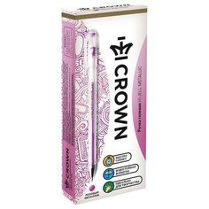 CROWN Набор гелевых ручек Hi-Jell Metallic, 12 шт, 0.5 мм, розовый металлик цвет чернил