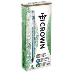CROWN Набор гелевых ручек Hi-Jell Metallic, 12 шт, 0.5 мм, зеленый металлик цвет чернил