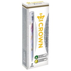 CROWN Набор гелевых ручек Glitter Metal Jell с блестками, 1.0 мм, 12 шт, серебристый цвет чернил