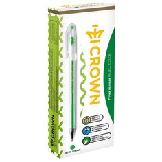 CROWN Набор гелевых ручек Hi-Jell Color, 0.7 мм, 12 шт, HJR-500H, светло-зеленый цвет чернил