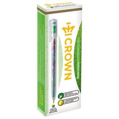 CROWN Набор гелевых ручек Glitter Metal Jell с блестками, 1.0 мм, 12 шт, светло-зеленый цвет чернил