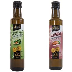 Масло авокадо и масло миндальное, Австралия Нерафинированное Первый Холодный Отжим Pressed Purity Cold Pressed 250 мл, стекло, Комплект 2 шт в упаковке