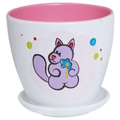 Горшок ENGARD с поддоном BH-41-1 14.6 х 13.5 см Кот