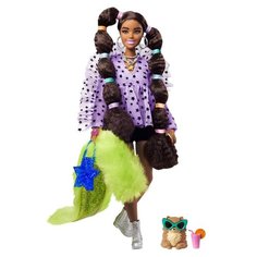 Кукла Barbie Экстра с переплетенными резинками хвостиками, 29 см, GXF10