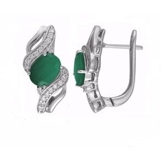 Balex Серьги 2405937096 из серебра 925 пробы с изумрудом бериллом и фианитом