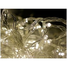 Гирлянда светодиодная ECOLA 220V IP44 Нить 15м 200Led 4000K, 8 режимов, прозрачный провод с вилкой