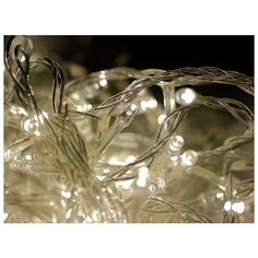 Гирлянда светодиодная ECOLA 220V IP44 Нить 6м 100Led 4000K, 8 режимов, прозрачный провод с вилкой