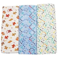 Пеленка Папитто трикотажная, для мальчика, 3 штуки (футер), 130x90 см