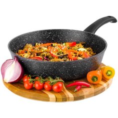 Сковорода глубокая "Гармония вкуса", цвет: черный мрамор, без крышки, 26 см Elan Gallery