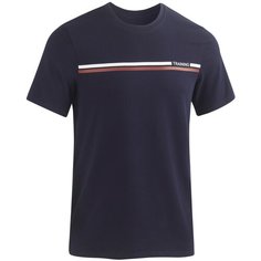 Футболка для фитнеса зауженная хлопковая эластичная синяя с рисунком, размер: 3XL, цвет: Асфальтово-Синий NYAMBA Х Декатлон Decathlon