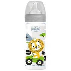 Chicco Бутылочка с соской из силикона Well-Being PP, средний поток, 250 мл boy/girl new, с 2 месяцев, серый