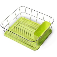 Сушилка для посуды Kamille 37*33*13,5 см из хромированной стали с поддоном 0763A