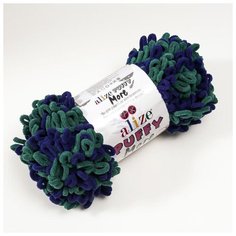 Пряжа ALIZE "Puffy more", 100% микрополиэстер, 11,5 м*150 г, 6293 сине-зеленая