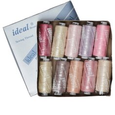 Набор бытовых ниток IDEAL 40/2 366м 100% п/э, MIX PR, ассорти (пудра) уп.10шт