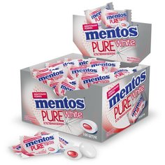 Жевательная резинка MENTOS Pure White Клубника, в коробке 100 шт
