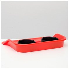 Лоток с мисками ZOO PLAST "Феликс", 0,3 л, 41*30*6 см, красный лоток, черная миска