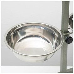 Подставка с мисками Пижон 2*1,5 л, высота 50 см, разборная, серо-зеленая шагрень