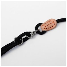 Поводок Пижон 8 мм, сворка, на 2 собак, 73+2*57 см, ширина 8 мм, полиэстер, натуральная кожа, черный