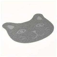 Коврик Пижон 2 в 1, под миску или туалет, "Киса", 40*30 см, серый