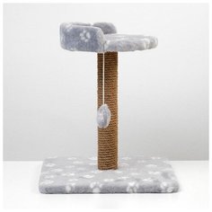 Когтеточка Пижон малая, "Арена", с игрушкой, 40*40*55 см, джут, серая с лапками