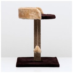 Когтеточка Пижон "Столбик", с лежанкой, 40*40*55 см, темно-коричневая